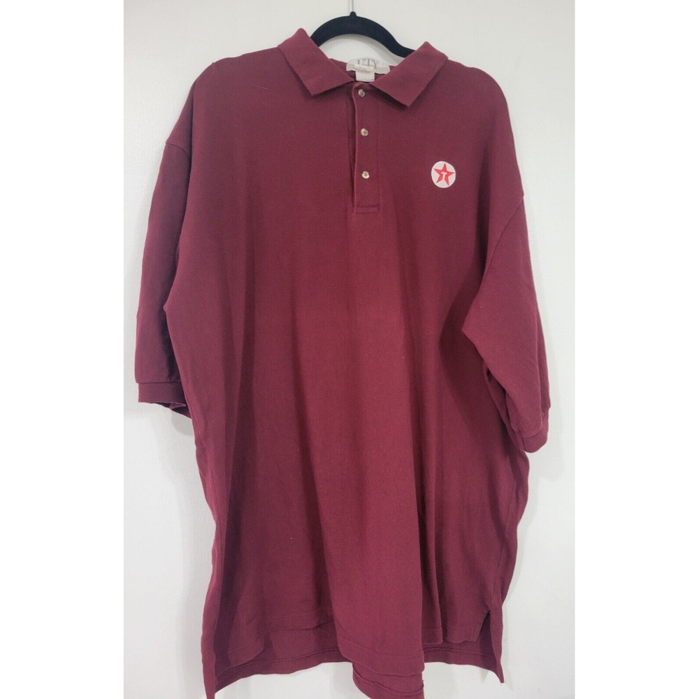 TEXACO Men's Maroon‎ Cotton 3XL Polo Shirt Vintage